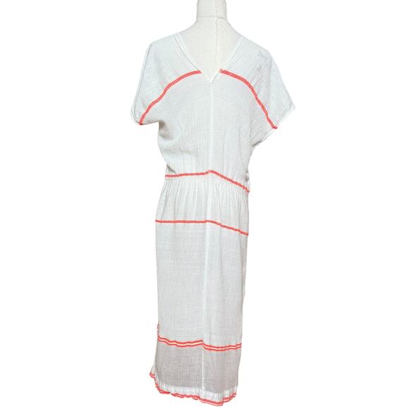 LEMLEM Gauze Cover Up Dress Size S Deep V Neckline Short Sleeves 100% Cotton - Picture 4 of 8